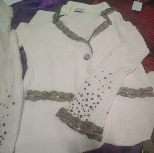 Authentic Stizzoli Italian Made Women's Button Up Pleated Sweater